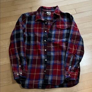 The North Face Men's Red and Blue Plaid Shirt